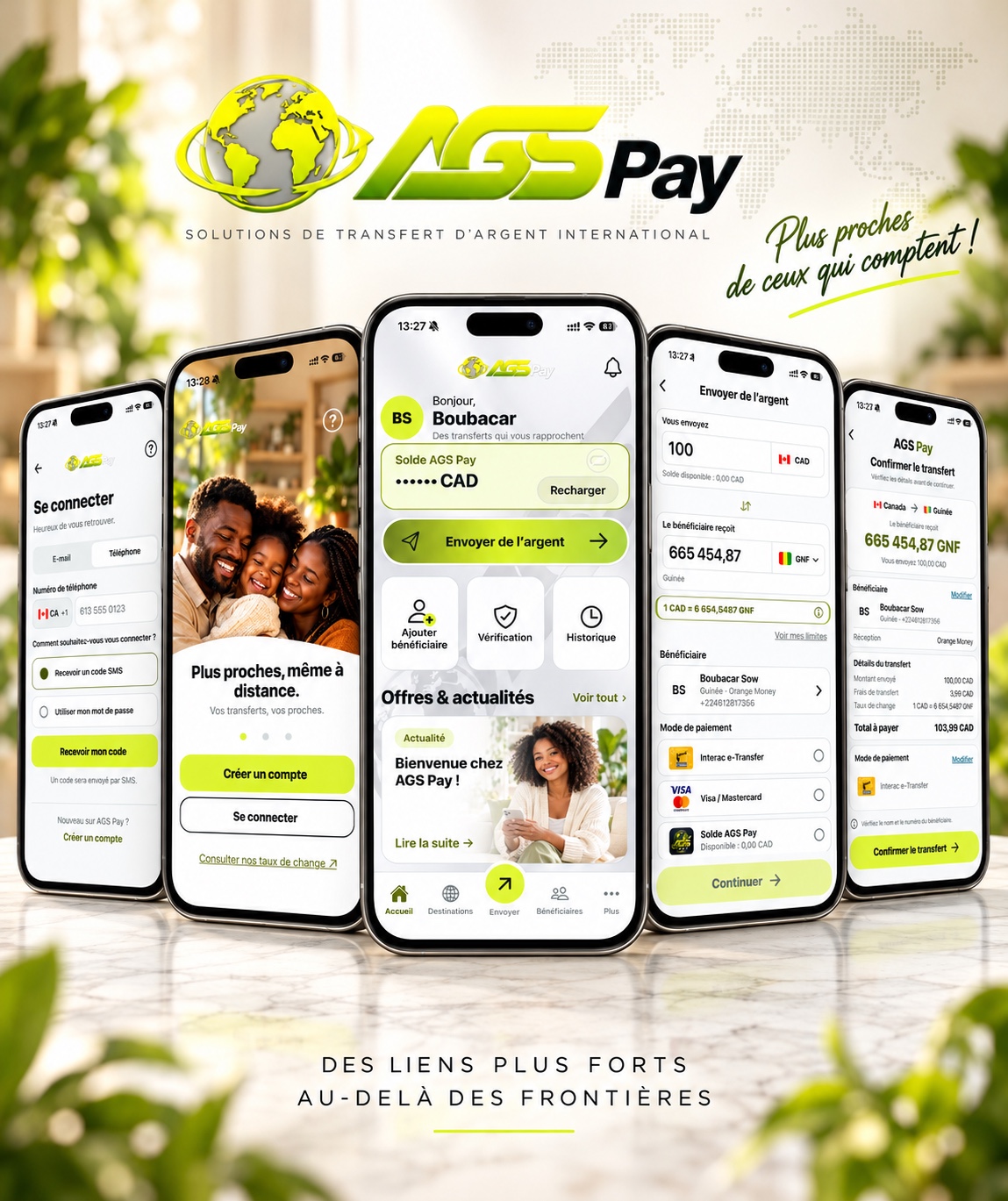 Interfaces de l'application AGS Pay